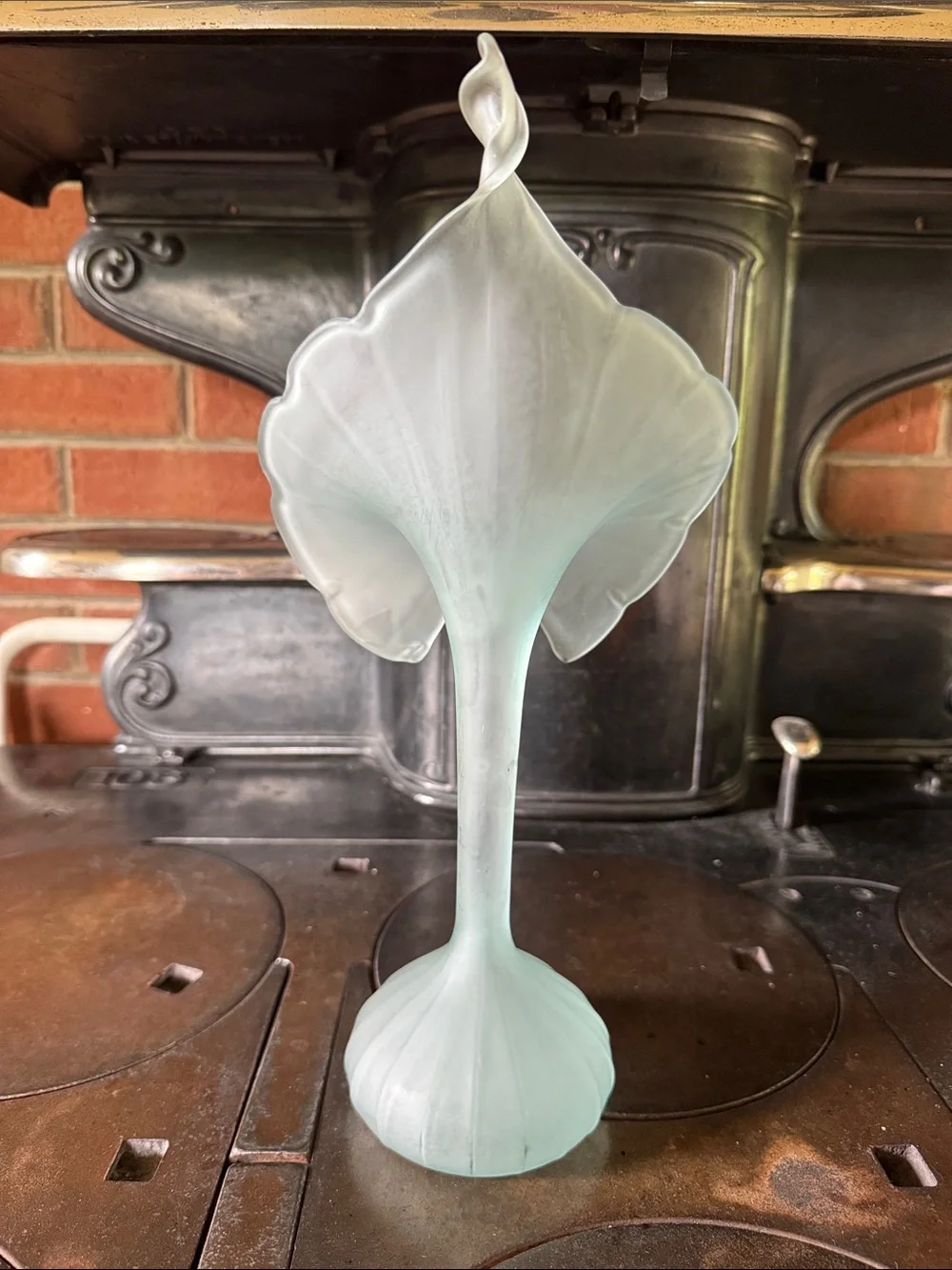 Seafoam Satin Glass Flower Vase